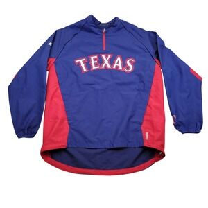 Texas Rangers Majestic Cool Base Triple Peak Gamer Windbreaker Jacket 1/4 Zip XL